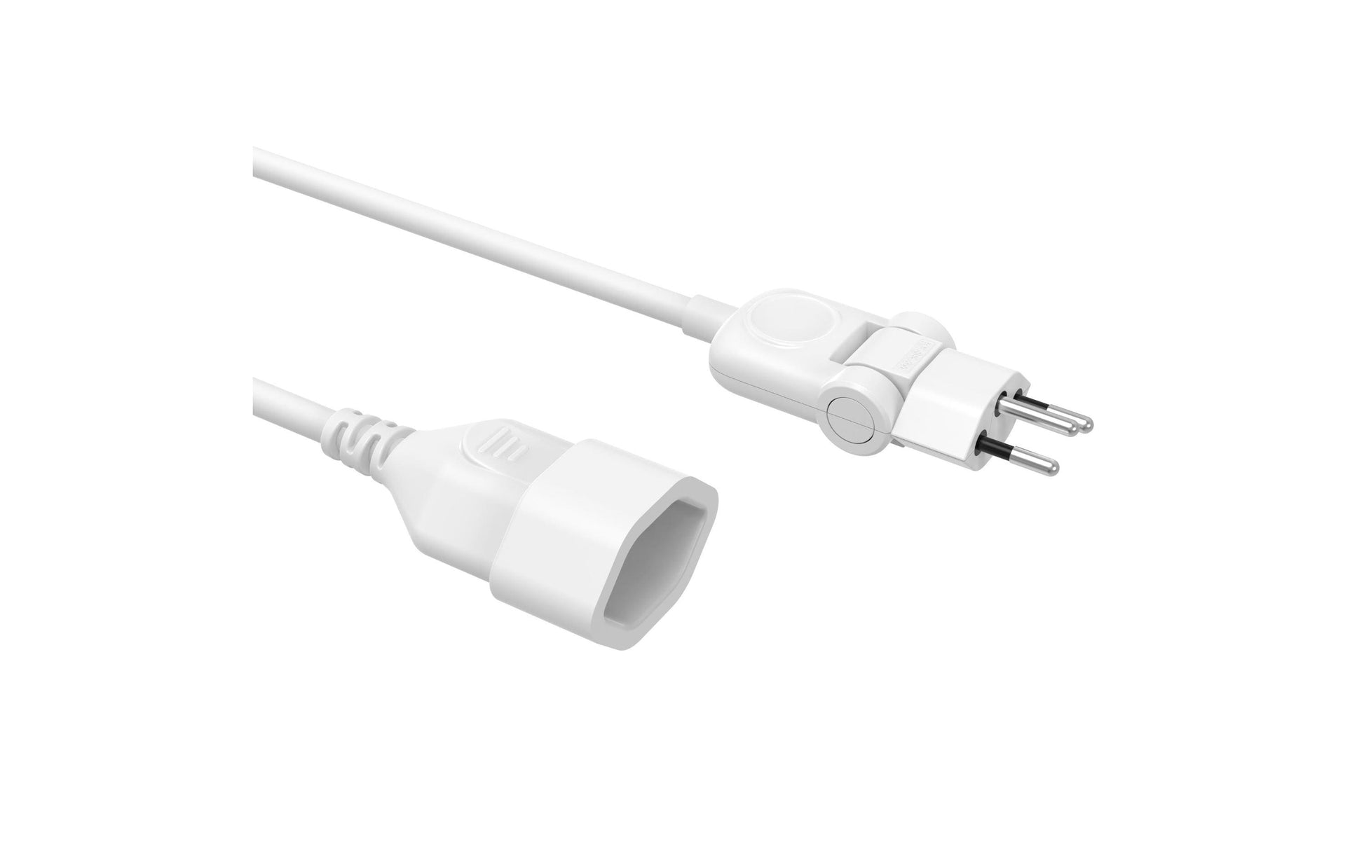 M. Schönenberger Verlängerungskabel, T12–T13, 3 m, IP20, 1 mm², Drehwinkelstecker – Weiss