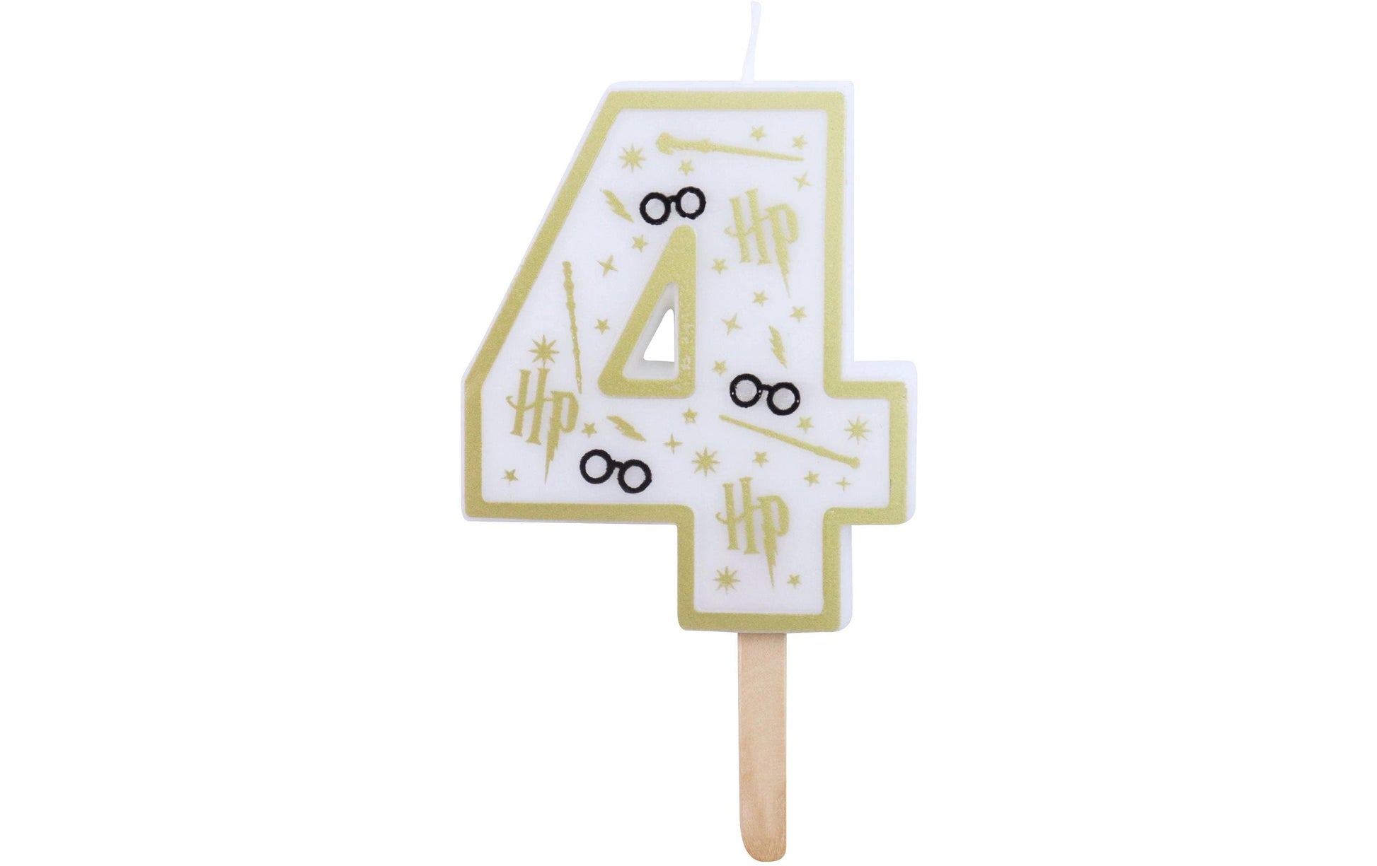PME Geburtstagskerze Zahl 4 Harry Potter – Weiss – 5,7 × 7 cm – 1 Stk
