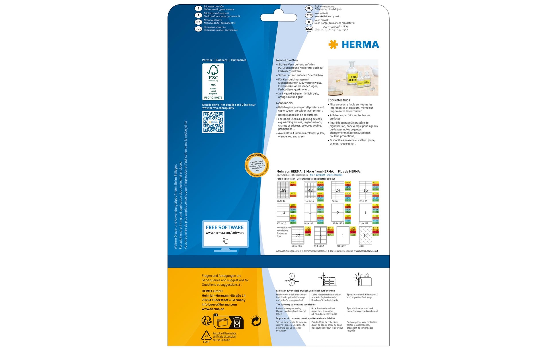 HERMA Schuletiketten – 63,5 × 29,6 mm, Abgerundete Ecken, 540 Stk, 20 Bogen, Papier, Permanent Haftend