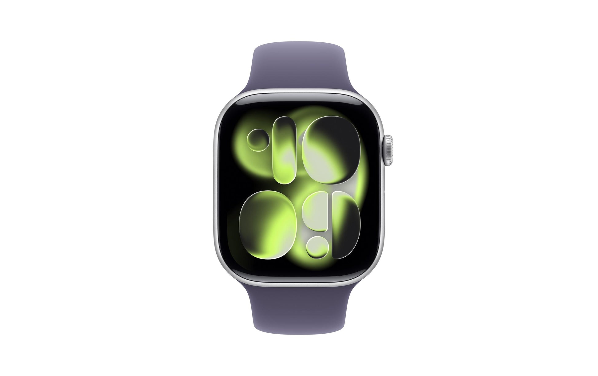 Apple Watch S11 – Smartwatch – 46 mm, GPS, OLED, 50 m, Silber, Purple Fog Sportband (S/M)