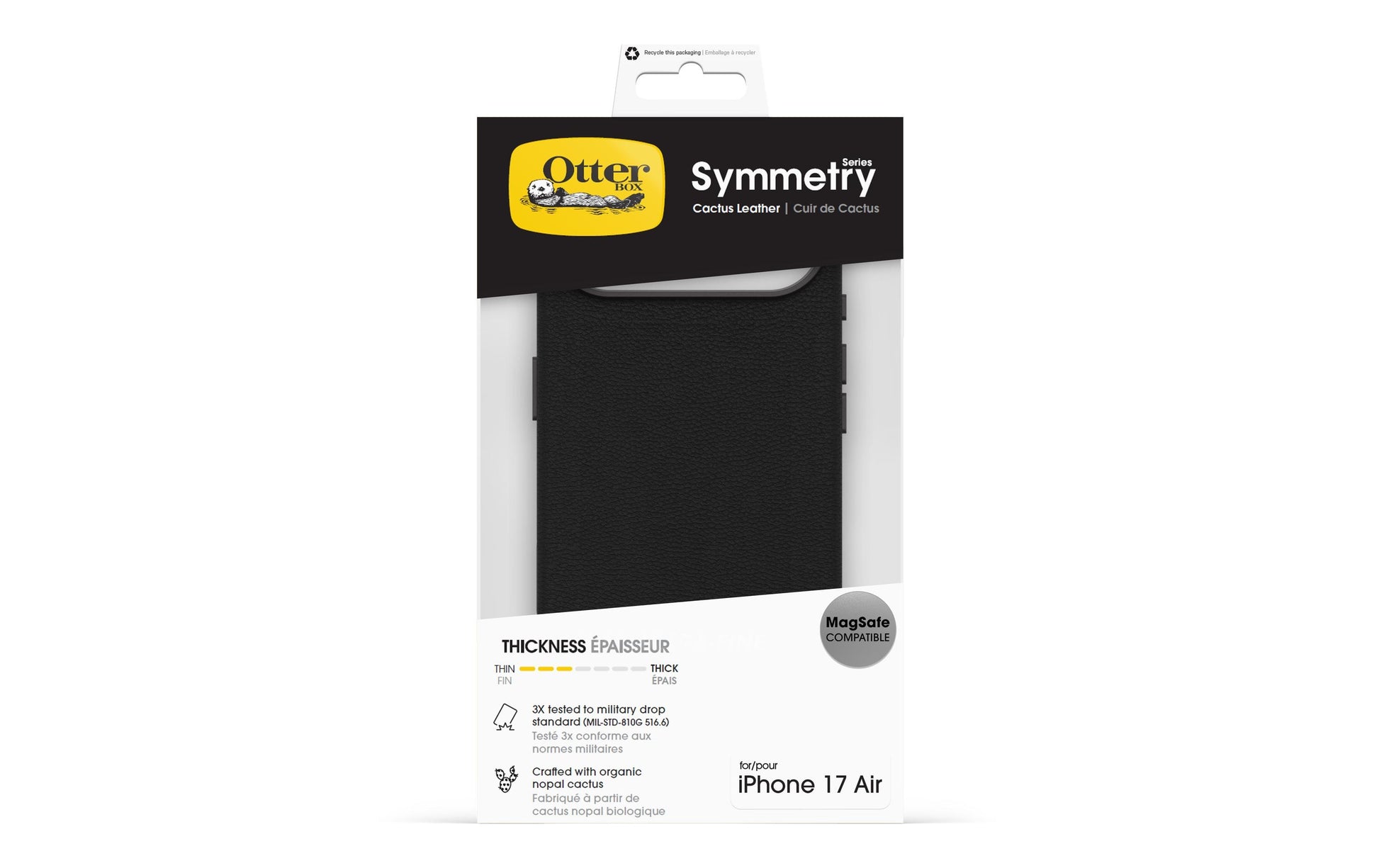OtterBox Backcover Symmetry Cactus Leather – für Smartphones bis 6,5" – schwarz – Kunstleder