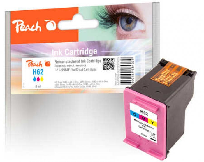 Peach 62 Cyan/Gelb Tintenpatrone (Kompatibel) – 190 Seiten – für HP Envy 5540, OfficeJet 5740