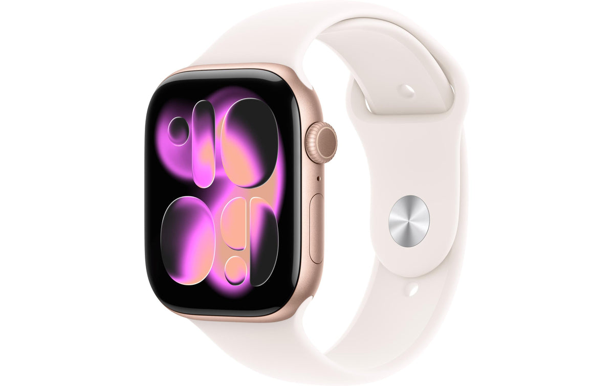 Apple Watch Series 11 46 mm GPS + Cellular – Aluminium Roségold, Sportarmband Blassrosa, M/L, 50 m, für iPhone