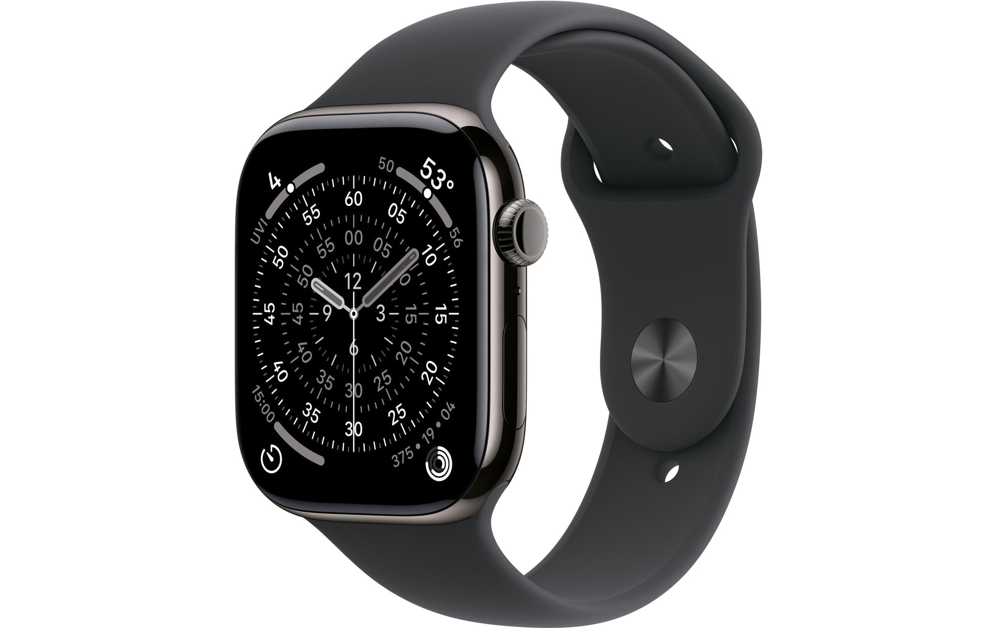 Apple Watch Series 11 46 mm GPS + Cellular – Titan, Sportarmband, Schwarz, M/L, 50 m, für iPhone