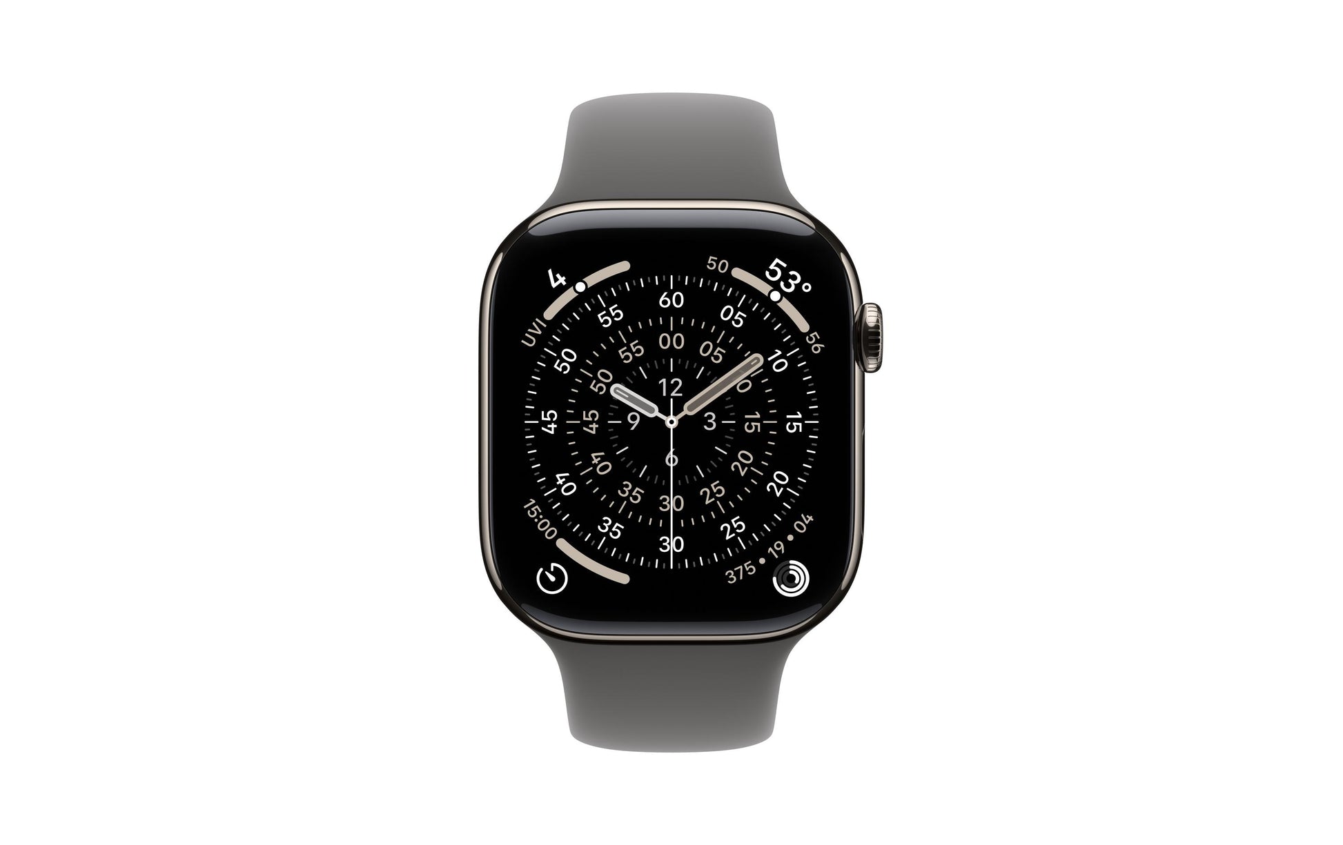 Apple Watch S11 – Smartwatch – 46 mm, LTE, OLED, 50 m, Natur Titan, M/L, Stone Grey Sportarmband