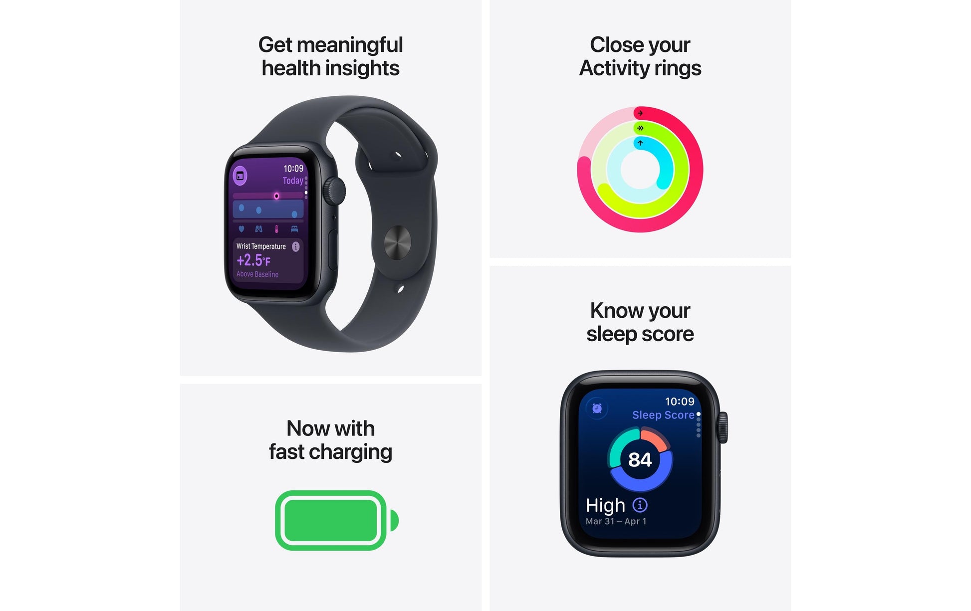 Apple Watch SE 3 44 mm GPS + Cellular – Aluminium Beige, Sportarmband, Polarstern, M/L, 50 m, für iPhone