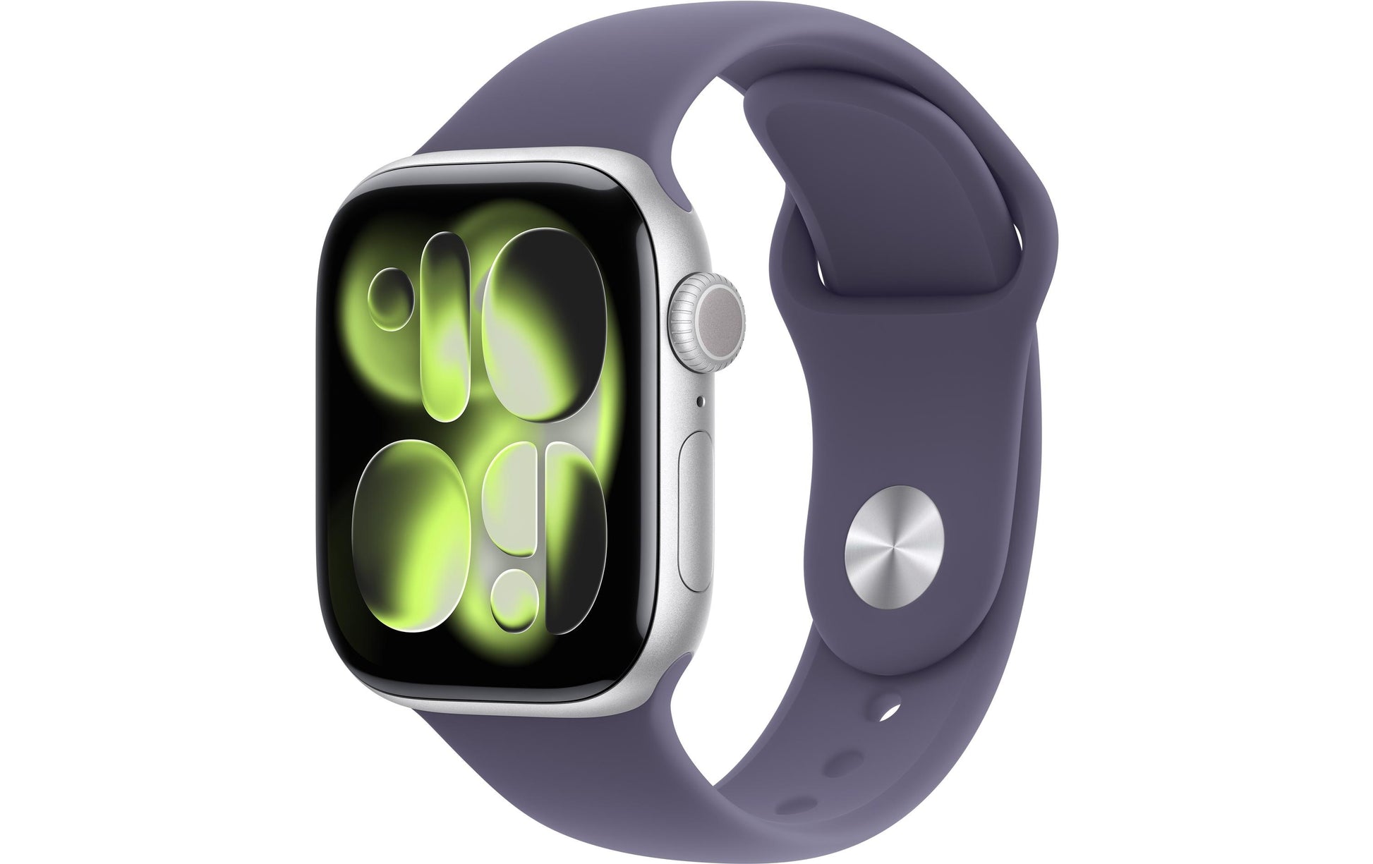 Apple Watch Series 11 42 mm GPS – Aluminium Silber, Sportarmband, Violett, M/L, 50 m, für iPhone