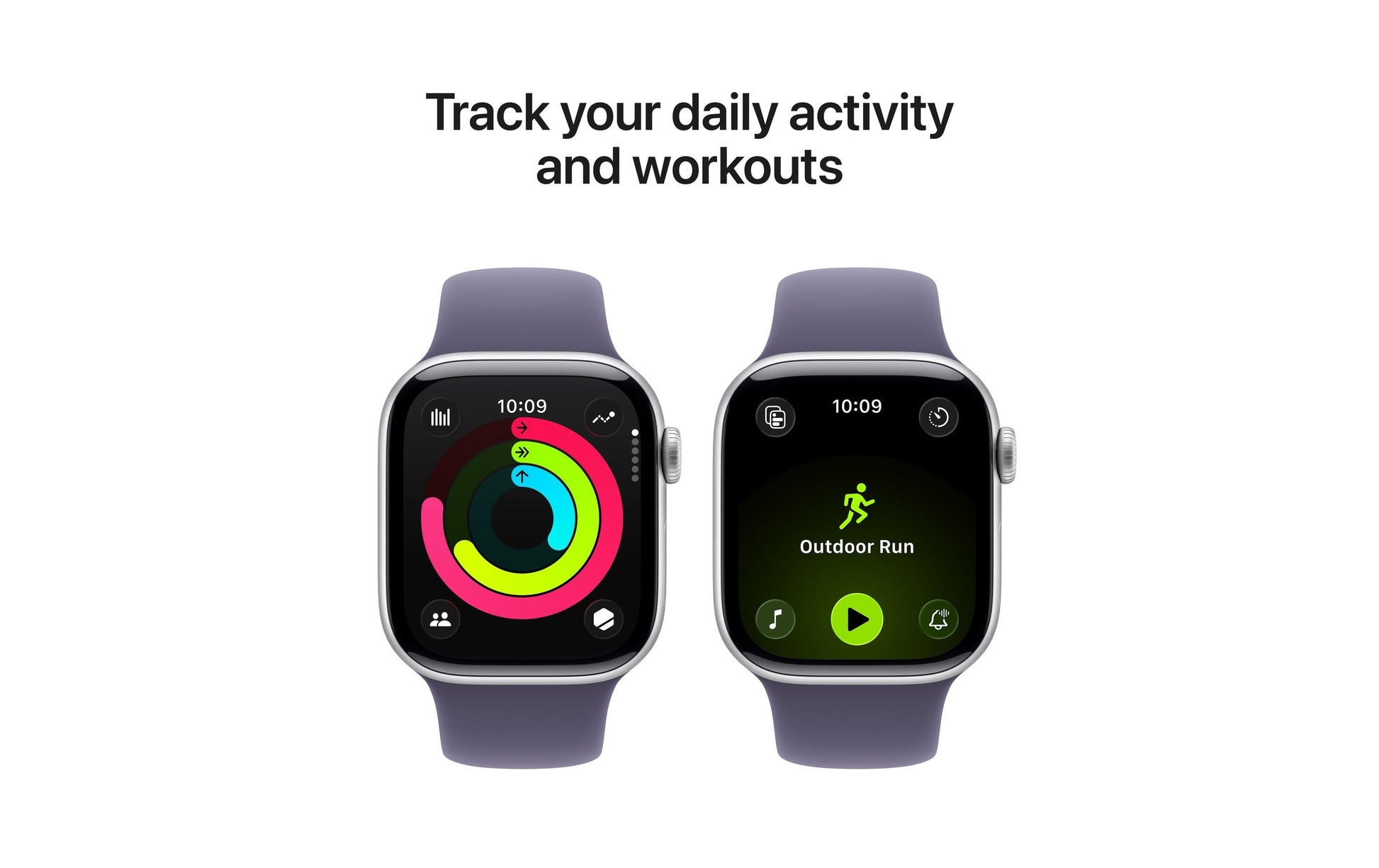 Apple Watch Series 11 42 mm GPS – Aluminium Silber, Sportarmband, Violett, M/L, 50 m, für iPhone