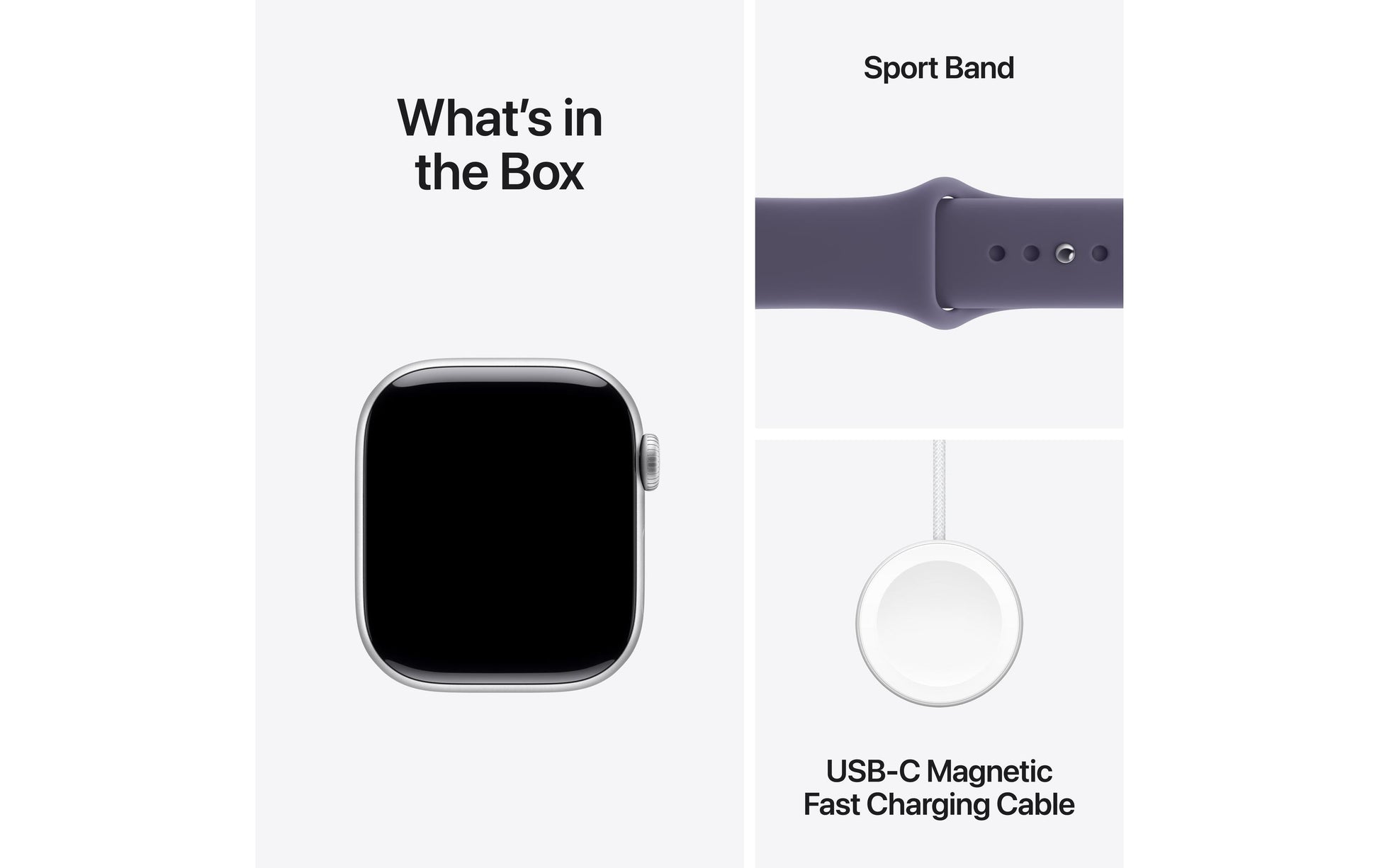 Apple Watch Series 11 42 mm GPS – Aluminium Silber, Sportarmband, Violett, M/L, 50 m, für iPhone