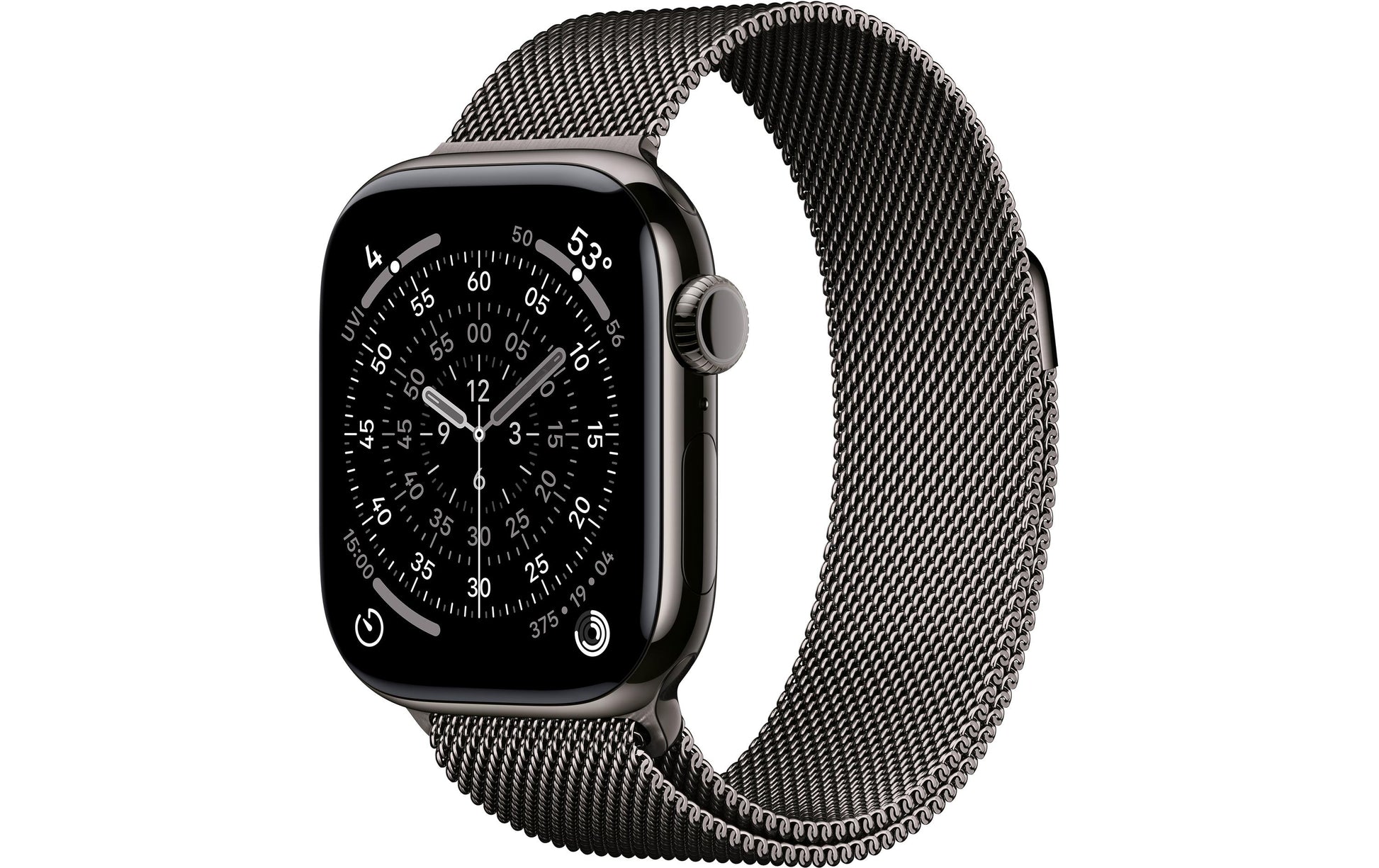 Apple Watch Series 11 42 mm GPS + Cellular – Titan, Milanese Loop, Schiefer, 50 m, für iPhone