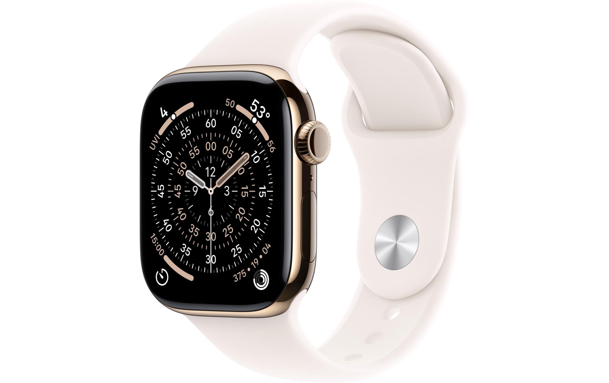 Apple Watch S11 – Smartwatch – 42 mm, LTE, OLED, 50 m, Gold Titan, Bandgrösse S/M, Sportband