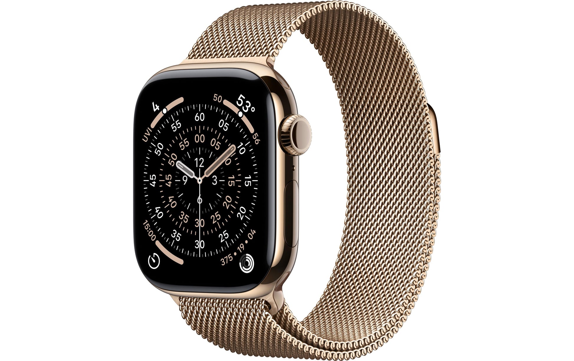 Apple Watch Series 11 42 mm GPS + Cellular – Titan, Milanese Loop, Gold, 50 m, für iPhone