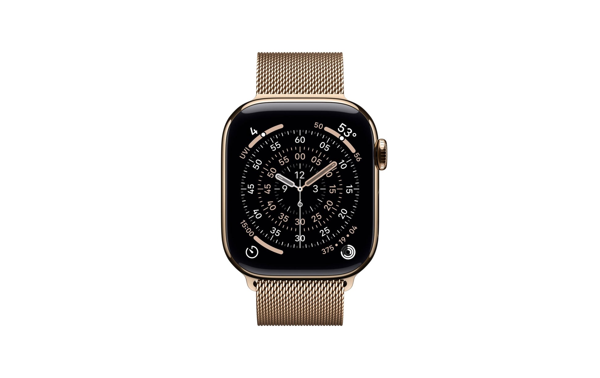 Apple Watch Series 11 42 mm GPS + Cellular – Titan, Milanese Loop, Gold, 50 m, für iPhone