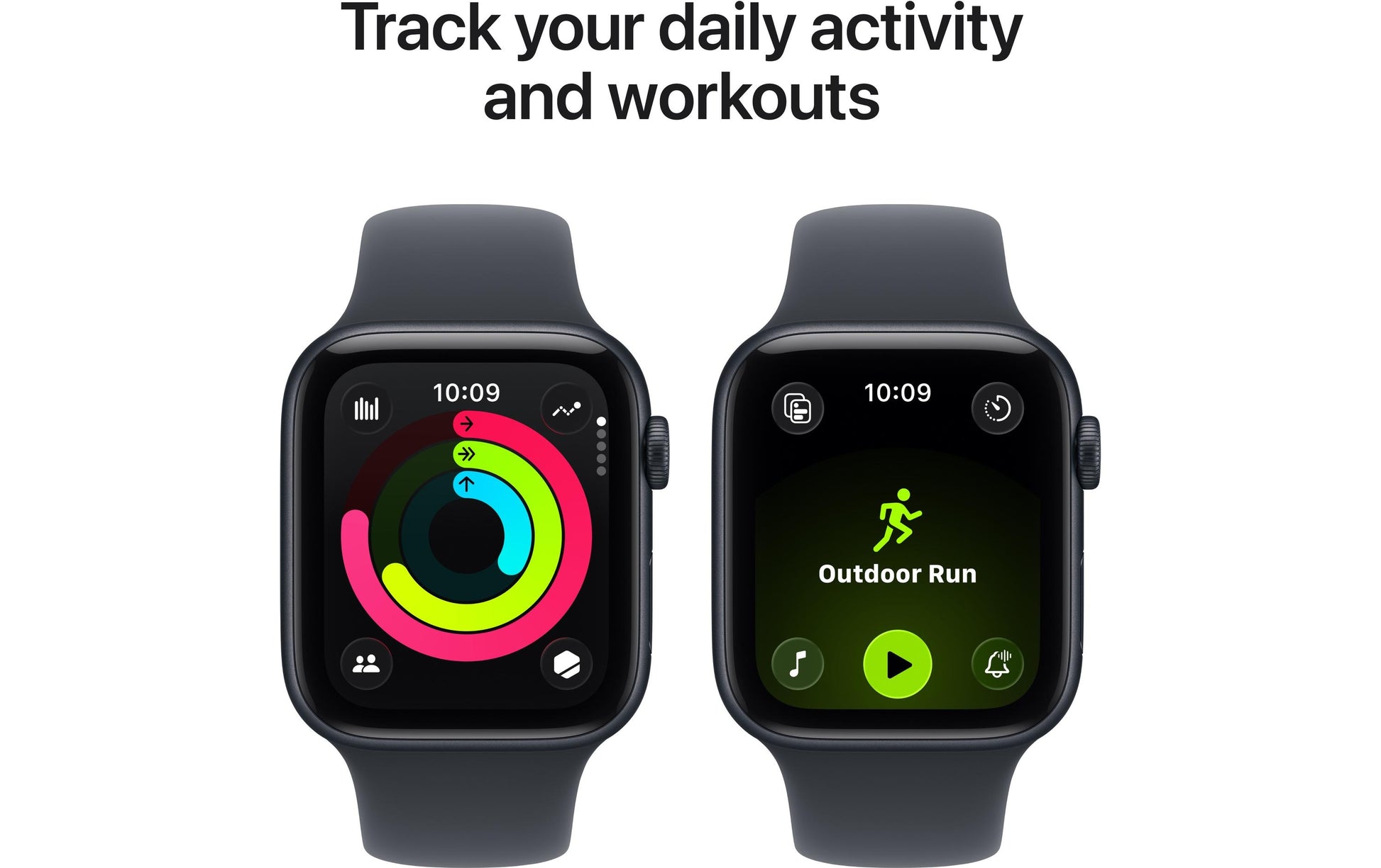 Apple Watch SE (2025) – Smartwatch – 44 mm, LTE, OLED, Ion-X Glas, 50 m, Midnight, Bandgrösse M/L, Sportarmband