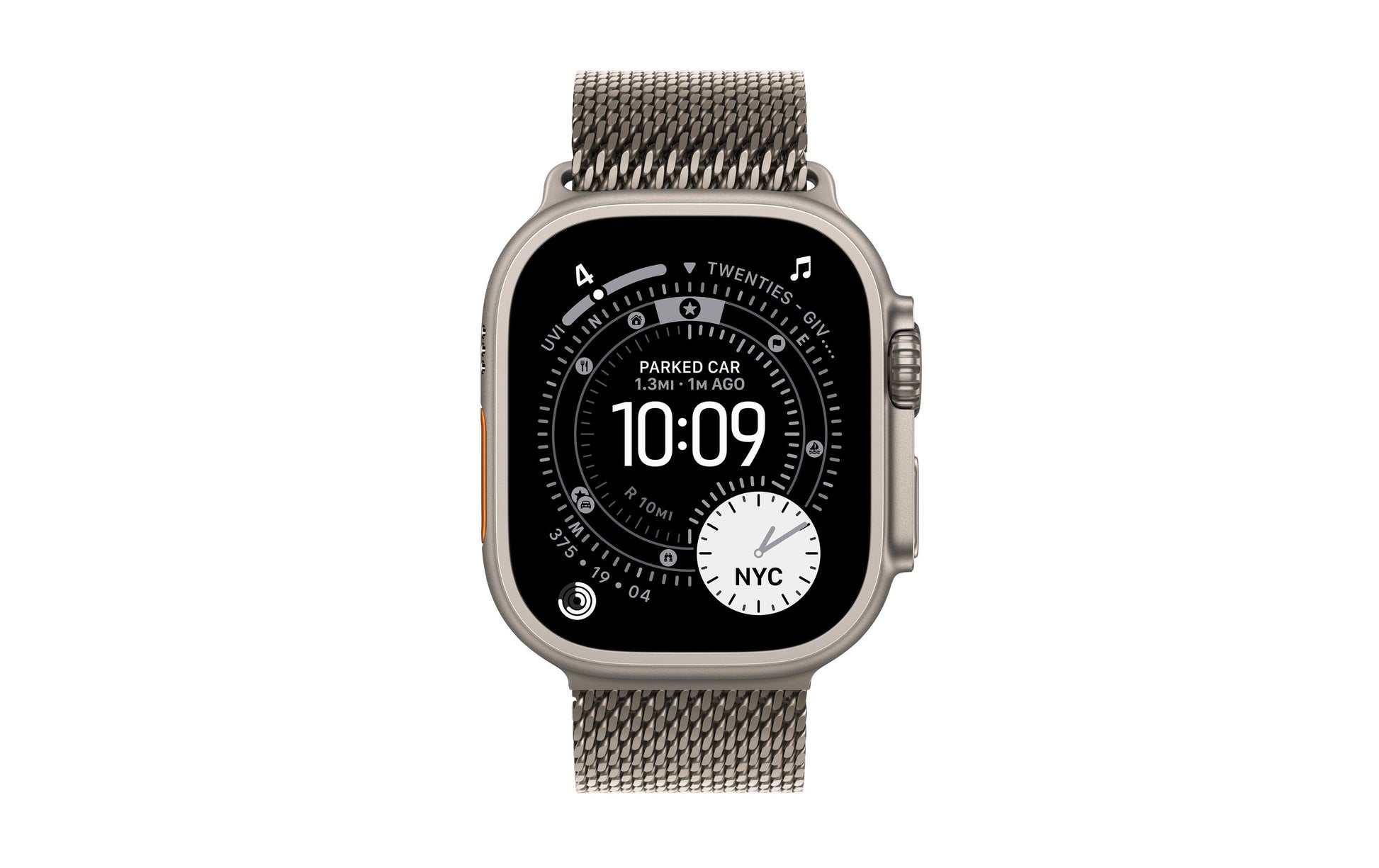 Apple Watch Ultra 3 49 mm GPS + Cellular – Titan, Milanese Loop, Natur, L, 100 m, für iPhone