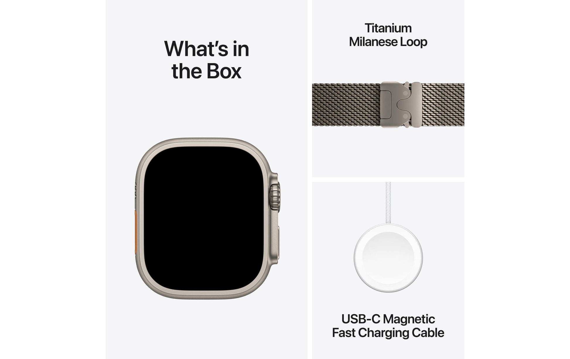 Apple Watch Ultra 3 49 mm GPS + Cellular – Titan, Milanese Loop, Natur, L, 100 m, für iPhone