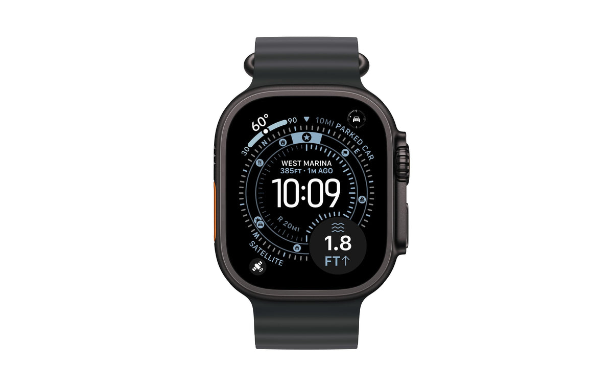 Apple Watch Ultra 3 49 mm GPS + Cellular – Titan Schwarz, Ocean Band Schwarz, 100 m, für iPhone