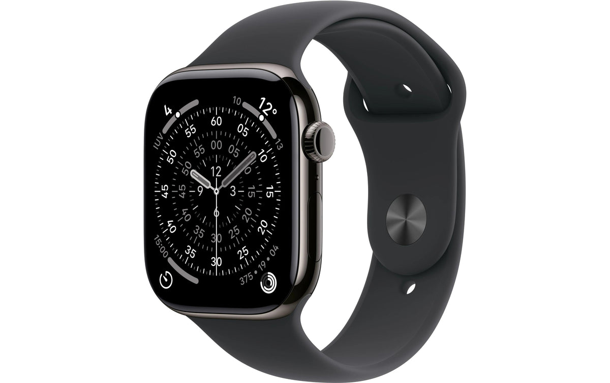 Apple Watch Series 11 42 mm GPS + Cellular – Titan, Sportarmband, Schwarz, S/M, 50 m, für iPhone