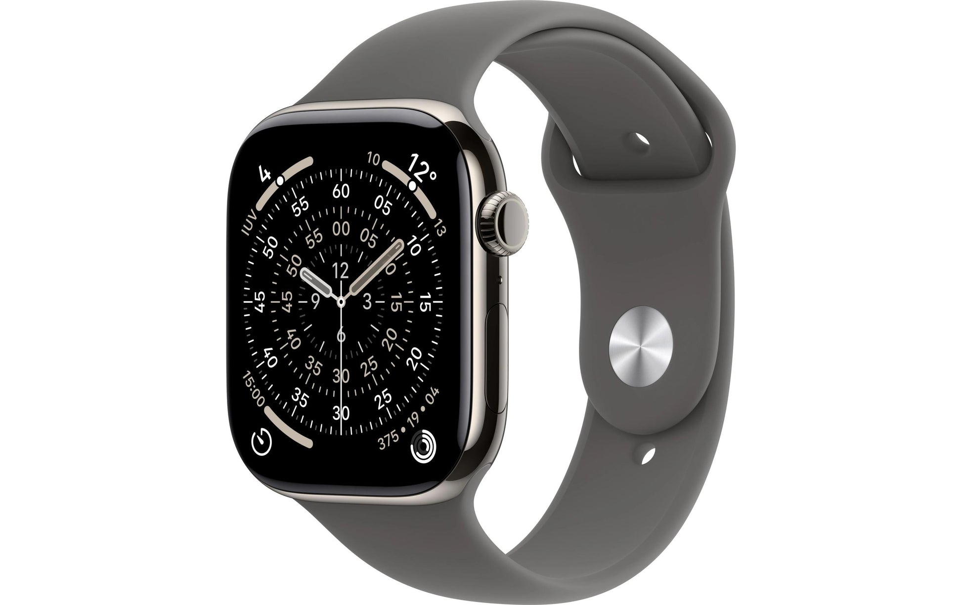 Apple Watch Series 11 42 mm GPS + Cellular – Titan, Sportarmband, Steingrau, M/L, 50 m, für iPhone