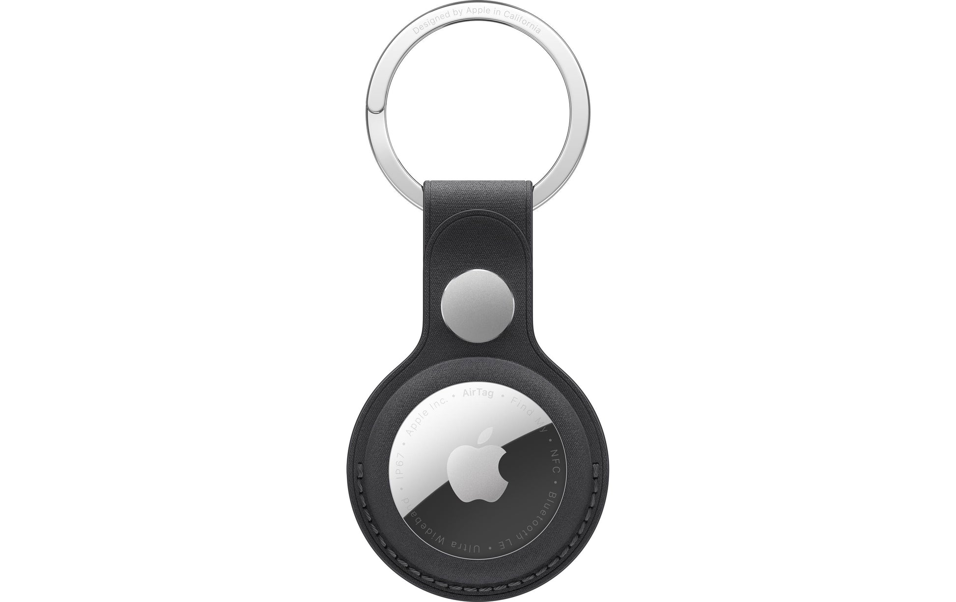 Apple AirTag-Schlüsselanhänger Feingewebe für AirTag – Mikro-Twill/Edelstahl, Schwarz