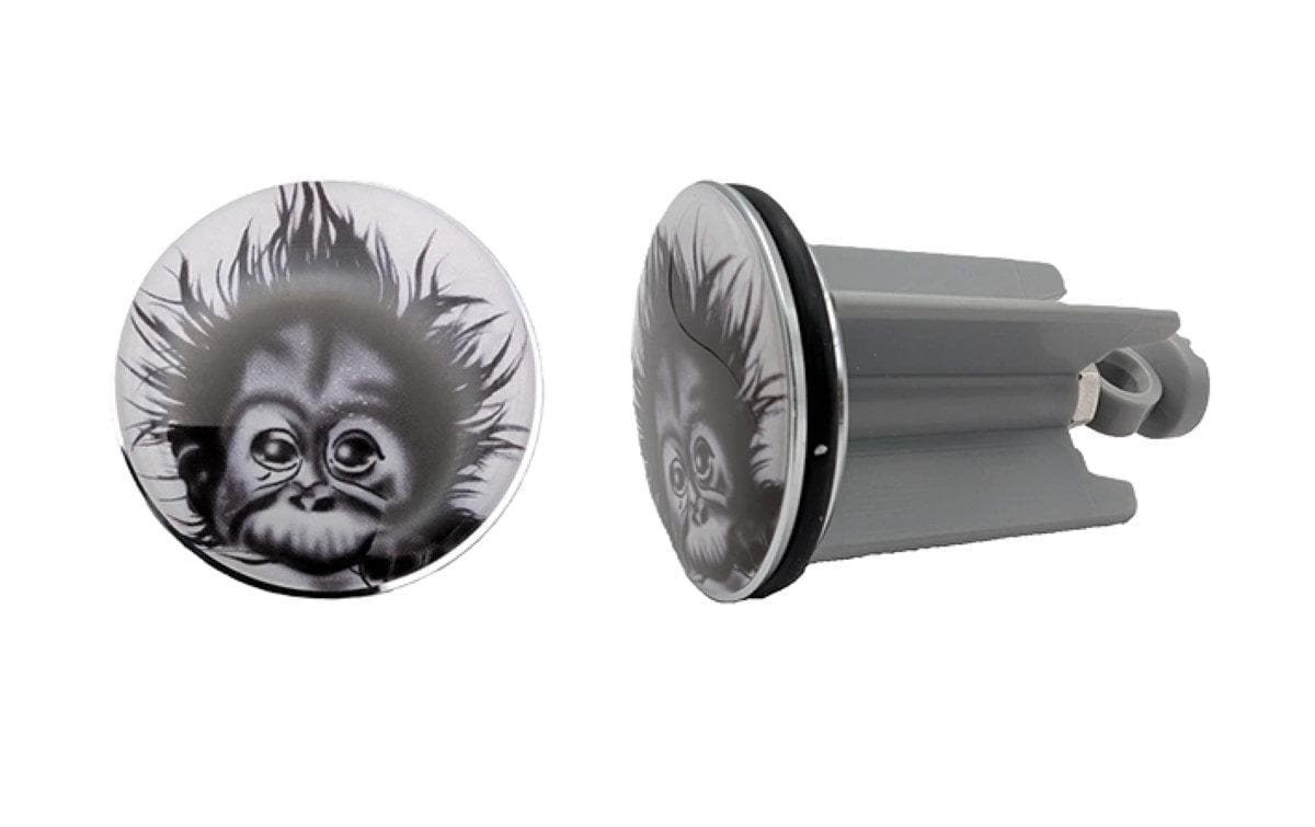 Diaqua Universalstopfen Monkey – Ø 4 cm, für Ø 6,8–10 cm, Messing/Kunststoff, Grau