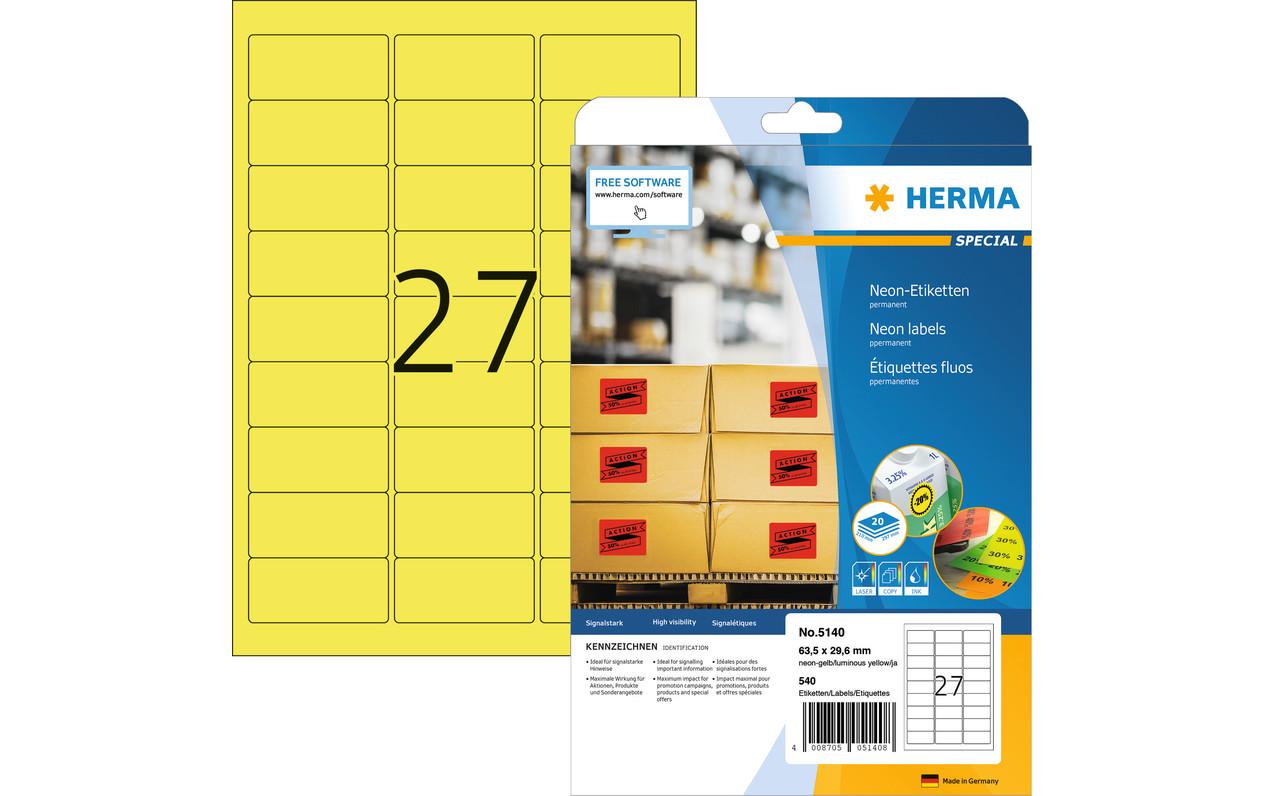 HERMA Schuletiketten – 63,5×29,6 mm, Abgerundete Ecken, 540 Stk, 20 Bogen, Papier, Permanent Haftend