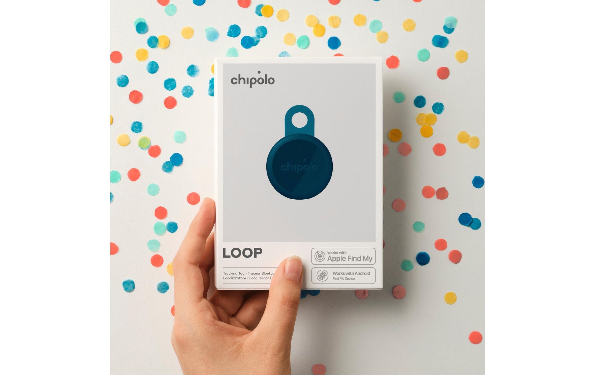 Chipolo LOOP 4er Set – Blau, Gelb, Mint, Orange, für iPhone, Android