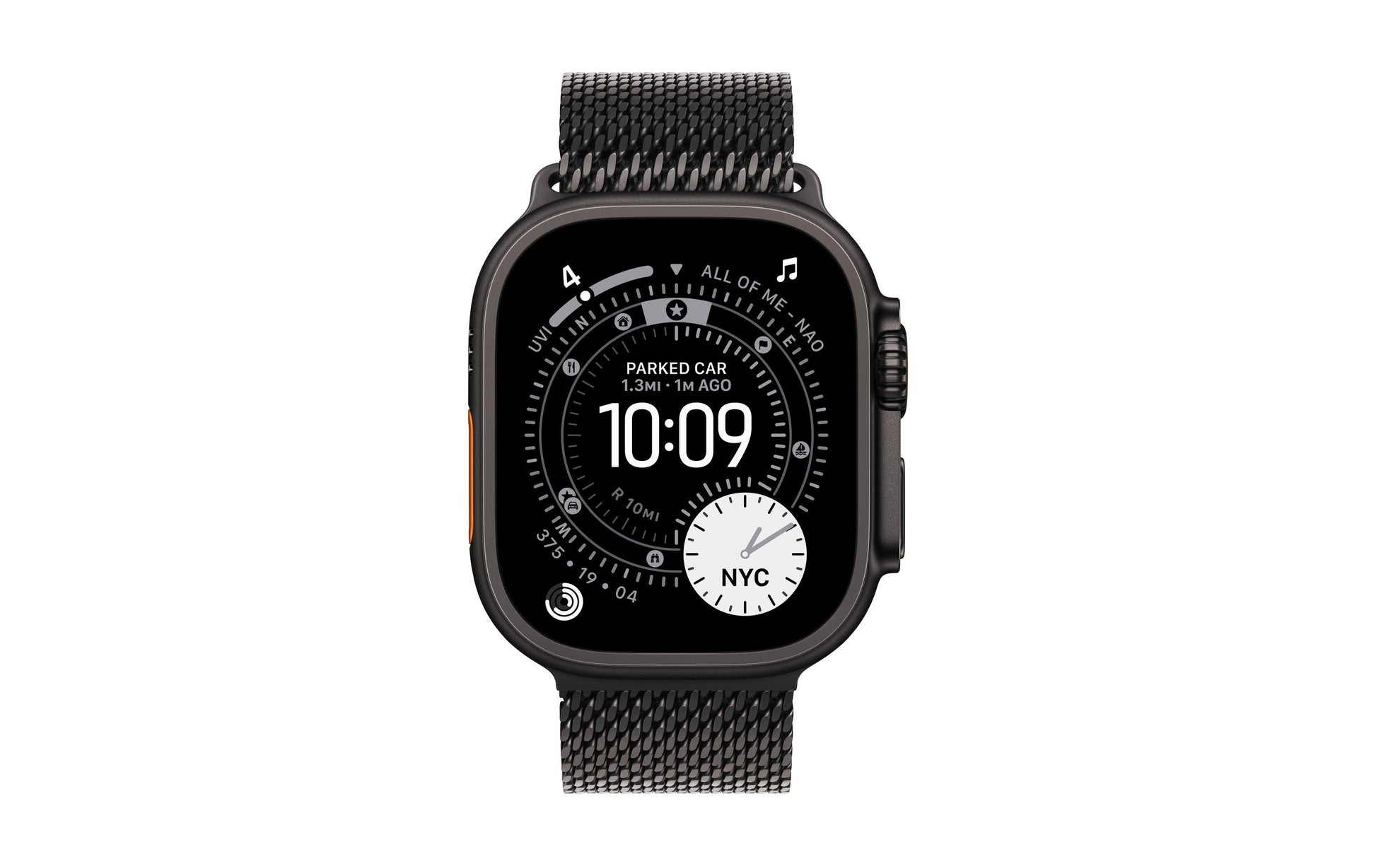 Apple Milanese Loop – Armband – für Apple Watch 49 mm, Schwarz, Grösse S, Titan