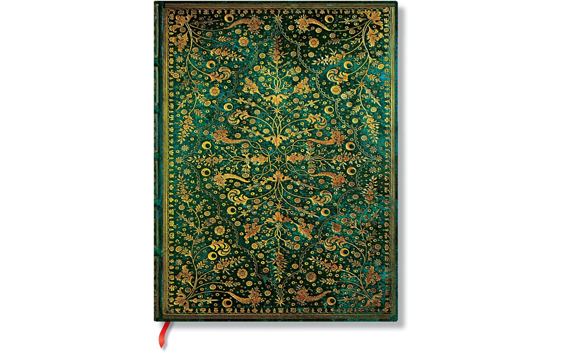 Paperblanks Notizbuch, blanko, Fadenheftung, Hardcover, 144 Seiten, 120 g/m² – smaragdgrün, Muster