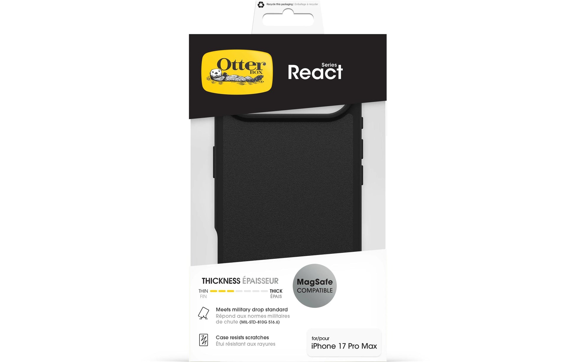 OtterBox Backcover React – für Smartphones bis 6,5" – schwarz – MagSafe kompatibel