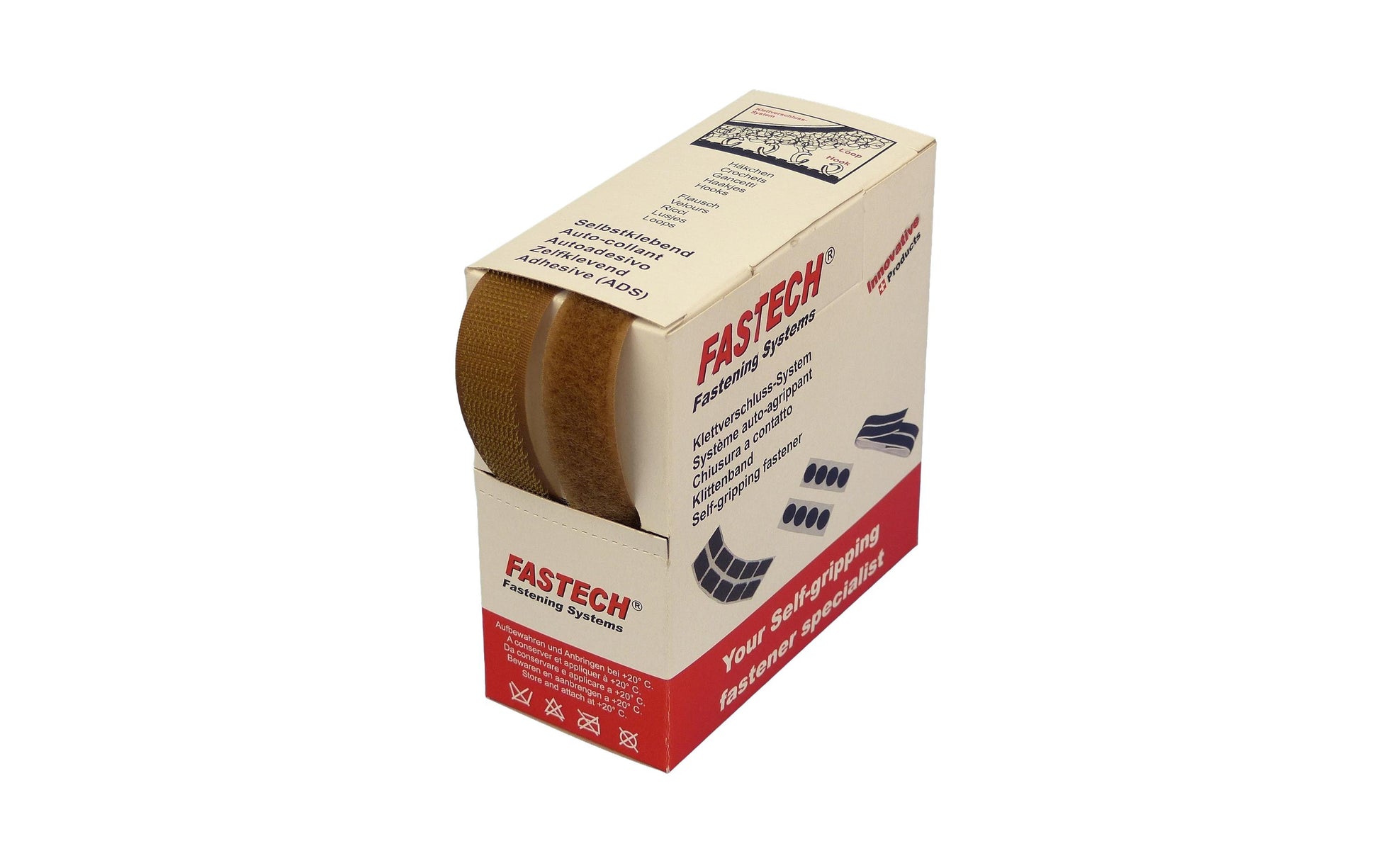 FASTECH Klettband 20 mm × 5 m – annähbar, Polyamid, Coffee