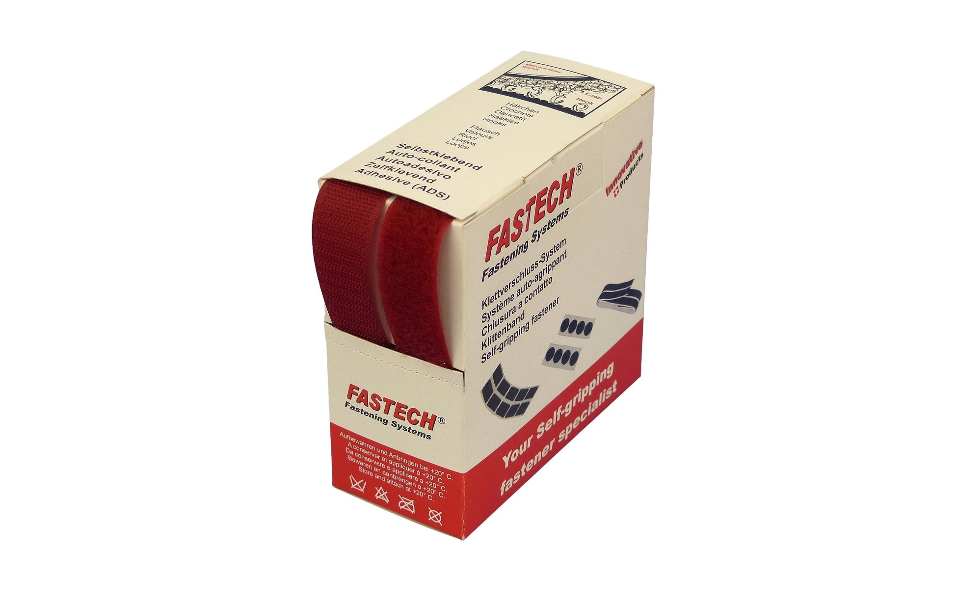 FASTECH Klettband 25 mm × 5 m – annähbar, Burgunderrot