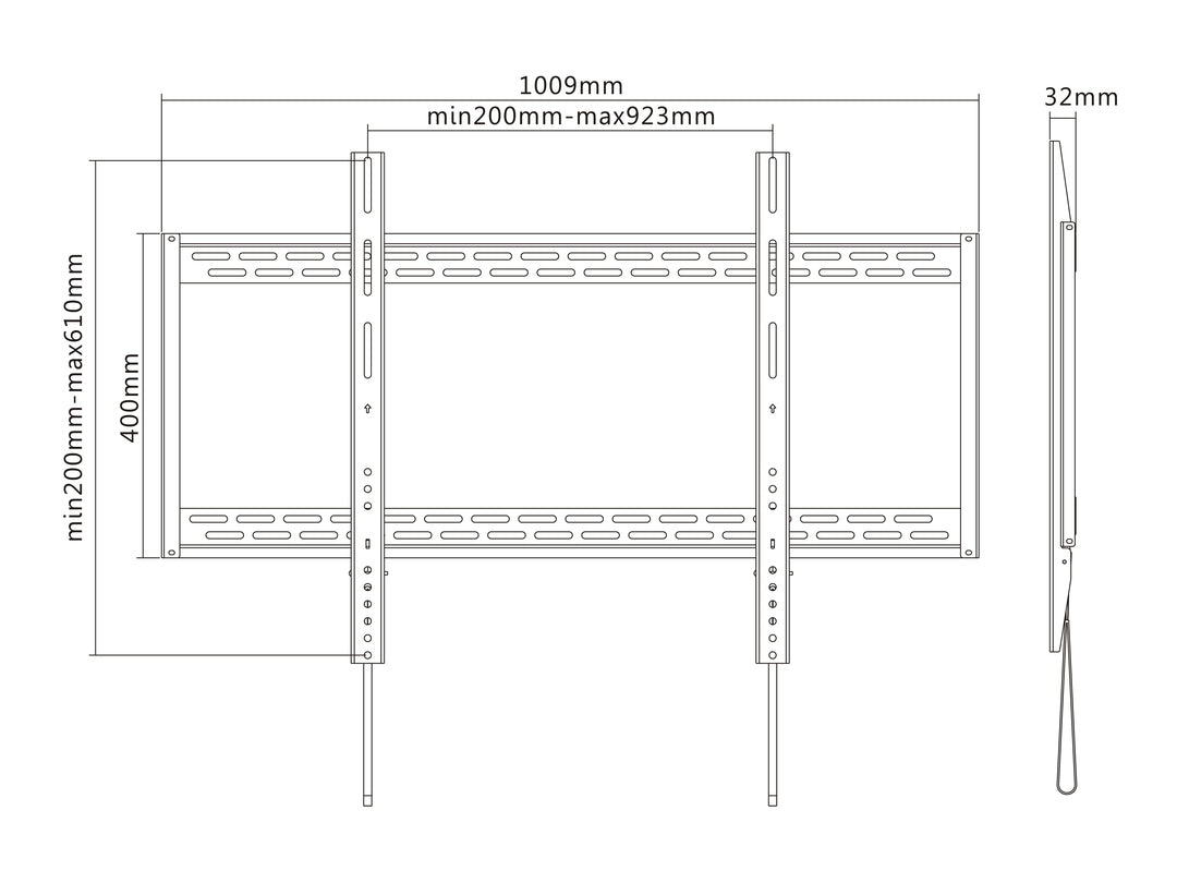 Multibrackets Wandhalterung, fix, für 88", VESA 900×600, bis 100 kg, Querformat, schwarz