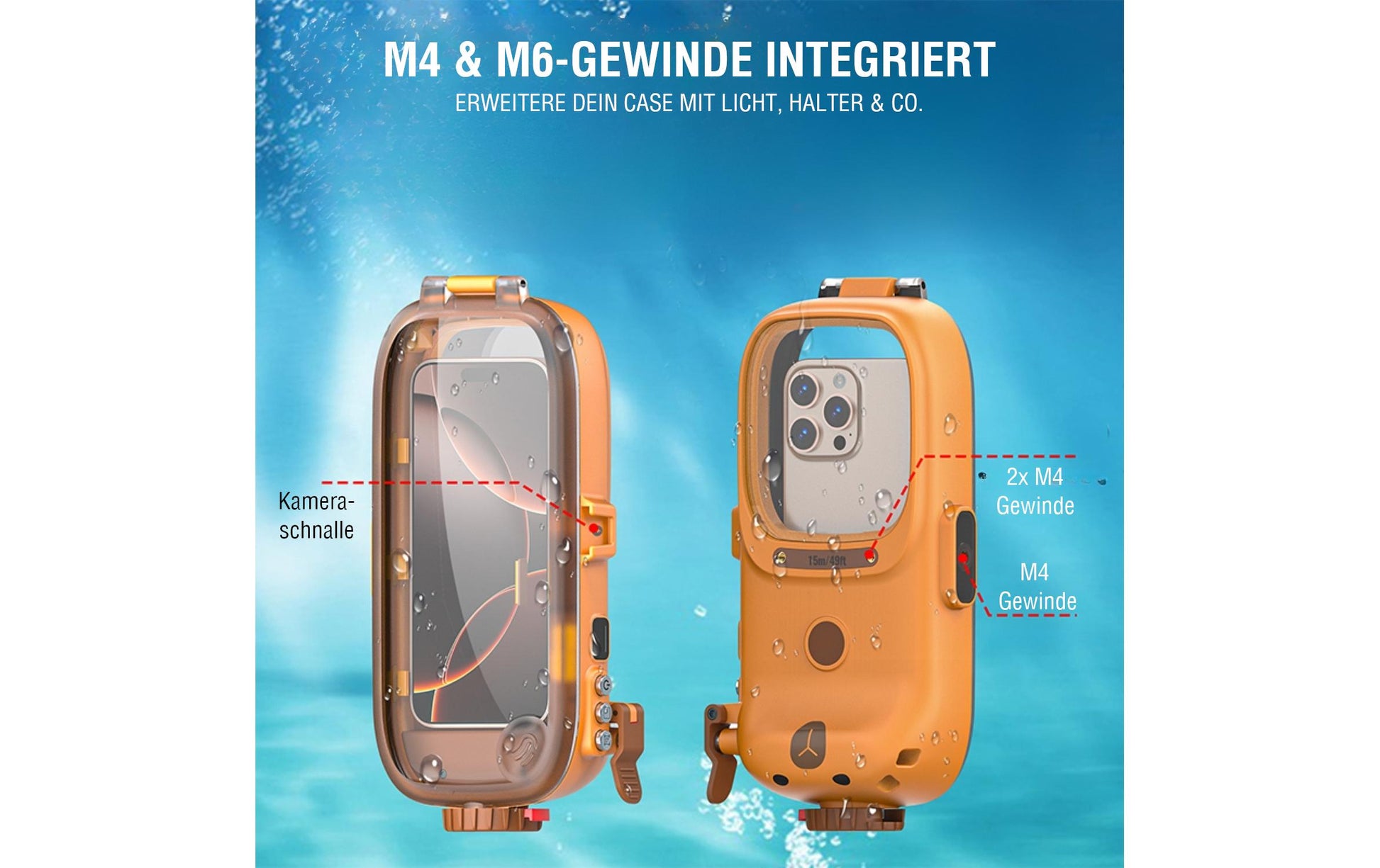 4smarts Wasserdichte Smartphone-Tasche – für Smartphones – Orange – Kunststoff – wasserdicht (15 ATM)