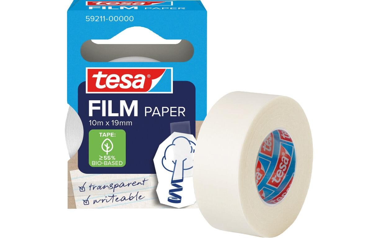 tesafilm PAPER Beschriftungs-/Abdeckband (Papier) – 19 mm × 10 m, transparent, 8 Rollen