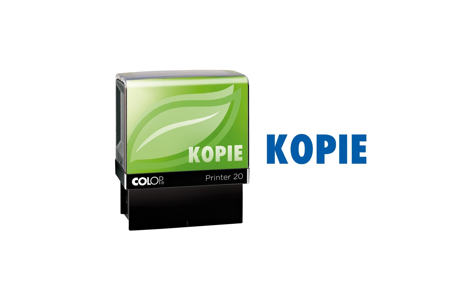 Colop Printer 20 Green Line – Selbstfärbender Textstempel zum Selbersetzen – Blau, Grün