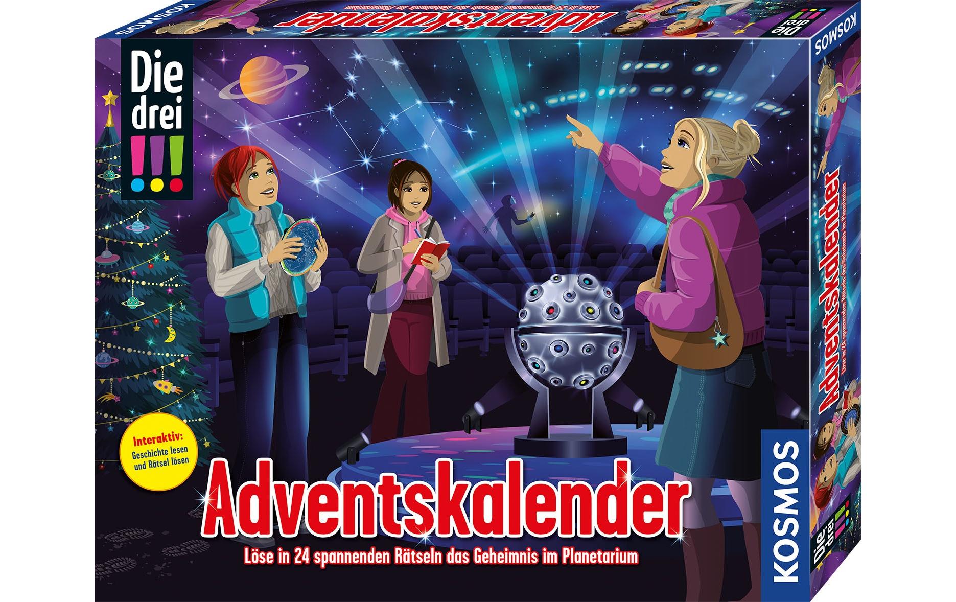 Kosmos Adventskalender Die drei – 24 Rätsel, 24 Gimmicks – ab 8 Jahren – mehrfarbig