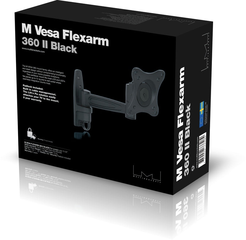 Multibrackets 32 – Wandhalterung, schwenkbar, für 30", VESA 200×200, bis 15 kg, schwarz