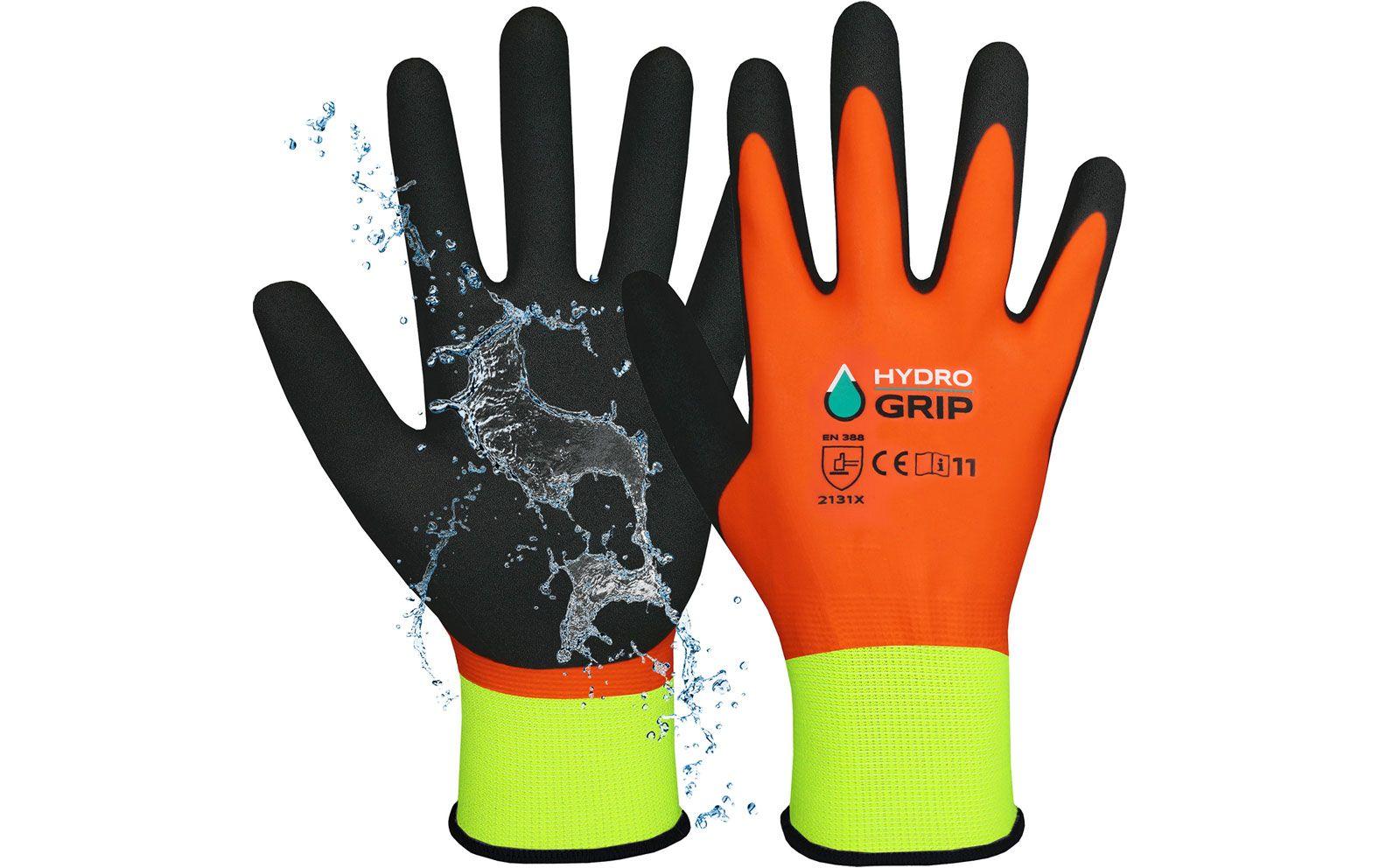 ACE HydroGrip Arbeitshandschuhe – M, 2 Stück – Schaumstoff, Wasserfest, Orange