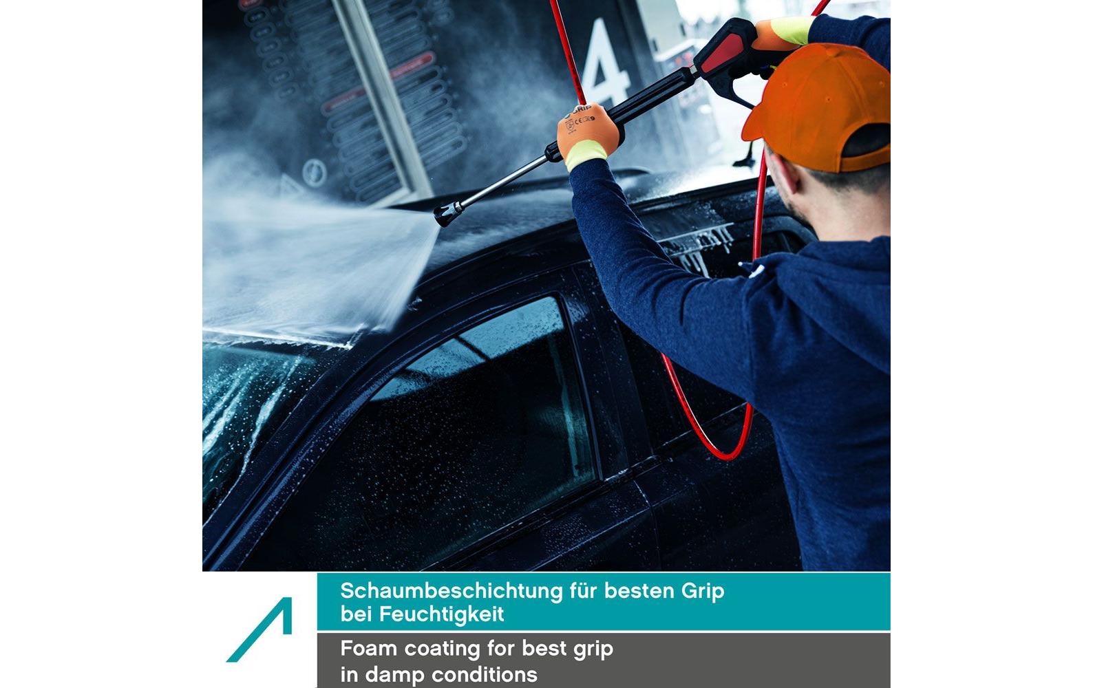 ACE Arbeitshandschuhe – XL, 4 Stück – Schaumstoff, Wasserfest, Orange, Reissfest