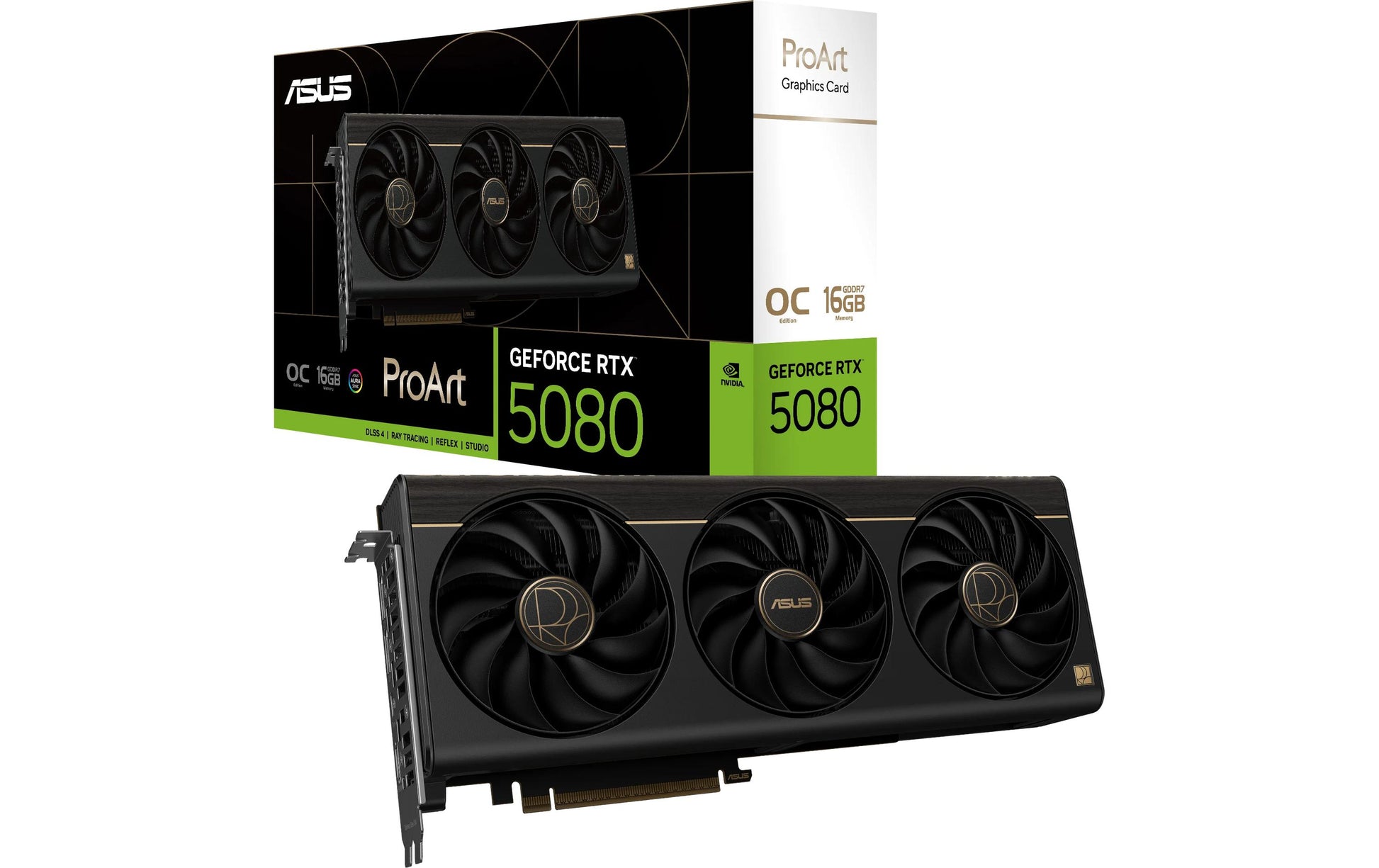 ASUS PROART-RTX5080-O16G – PCIe Grafikkarte – 3×DP, 1×HDMI, 1×USB-C, PCIe 5.0, 850 W, 1×16-polig