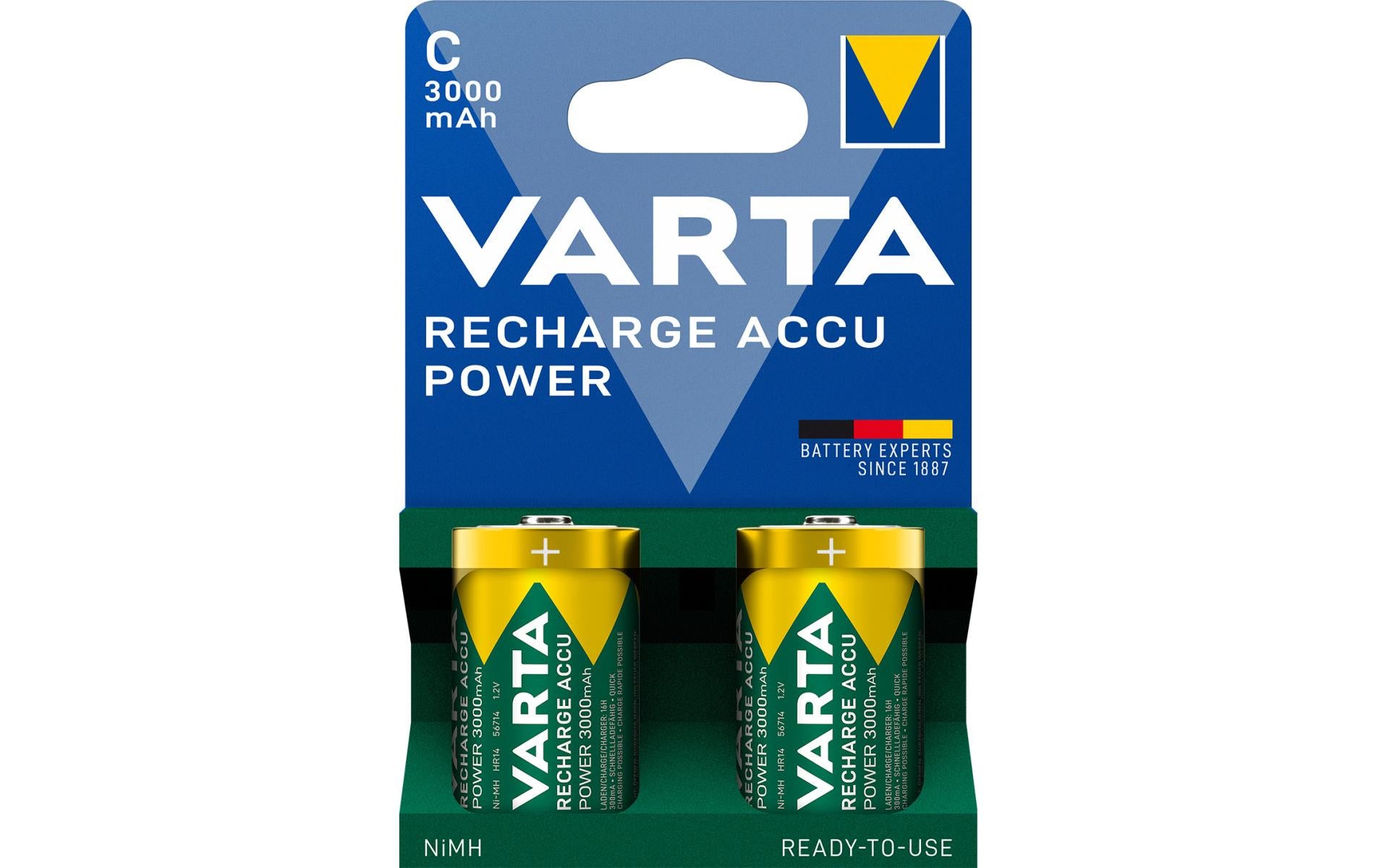 Varta C Akkus, NiMH, 3000 mAh, 1,2 V – 2 Stk.