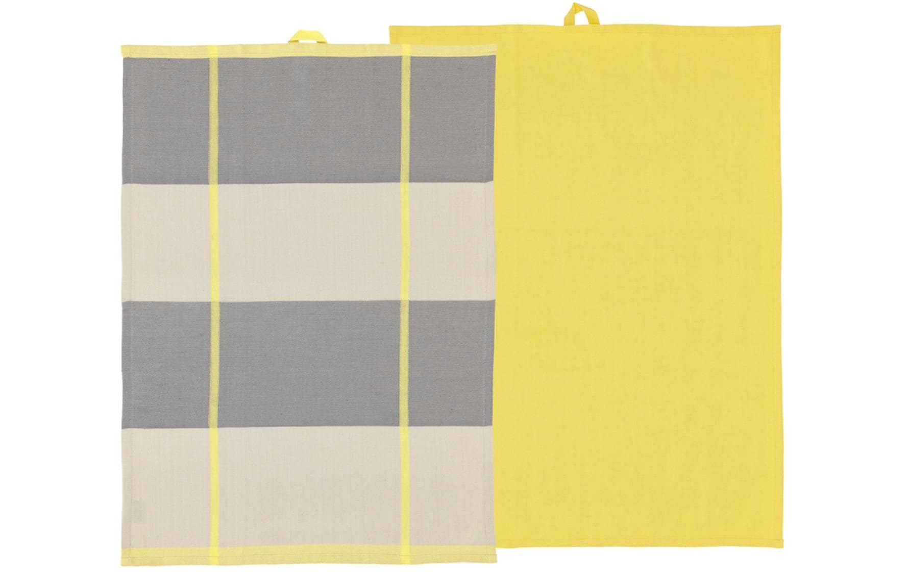 Södahl Geschirrtuch Blocks – 50 × 70 cm, Gelb, Baumwolle, 2er-Set, OEKO-TEX