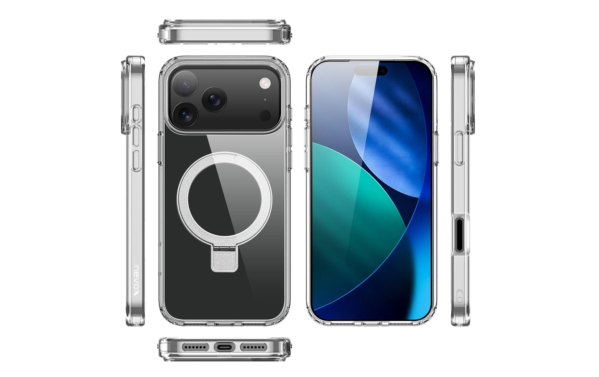 nevox StyleShell SHOCKFlex Backcover – für Apple iPhone 17 Pro Max, mit Ständer, TPU, Transparent