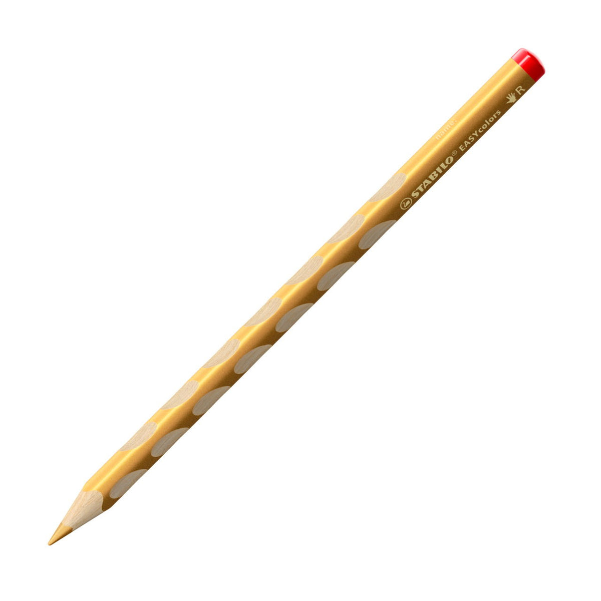 STABILO Buntstifte EASYcolors R – Dreikant, Minen-Ø 4,2 mm, Einzelstift Gold, mit Spitzer