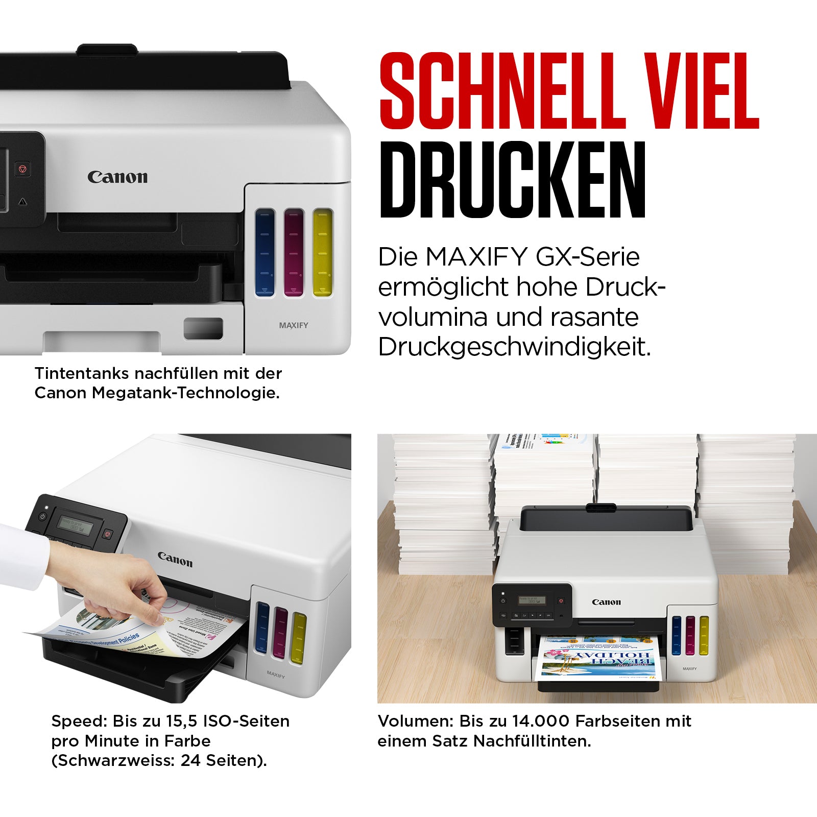 Canon MAXIFY GX6550 – Farbtintenstrahl-Multifunktionsdrucker, A4, 3-in-1, Duplex, ADF, WLAN/LAN, AirPrint