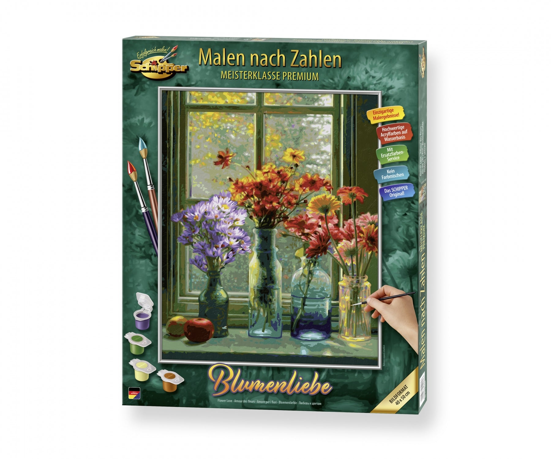 Schipper Blumenliebe – Malen-nach-Zahlen-Set – Blumen – 40 × 50 cm – 36 Farben – ab 14 Jahren