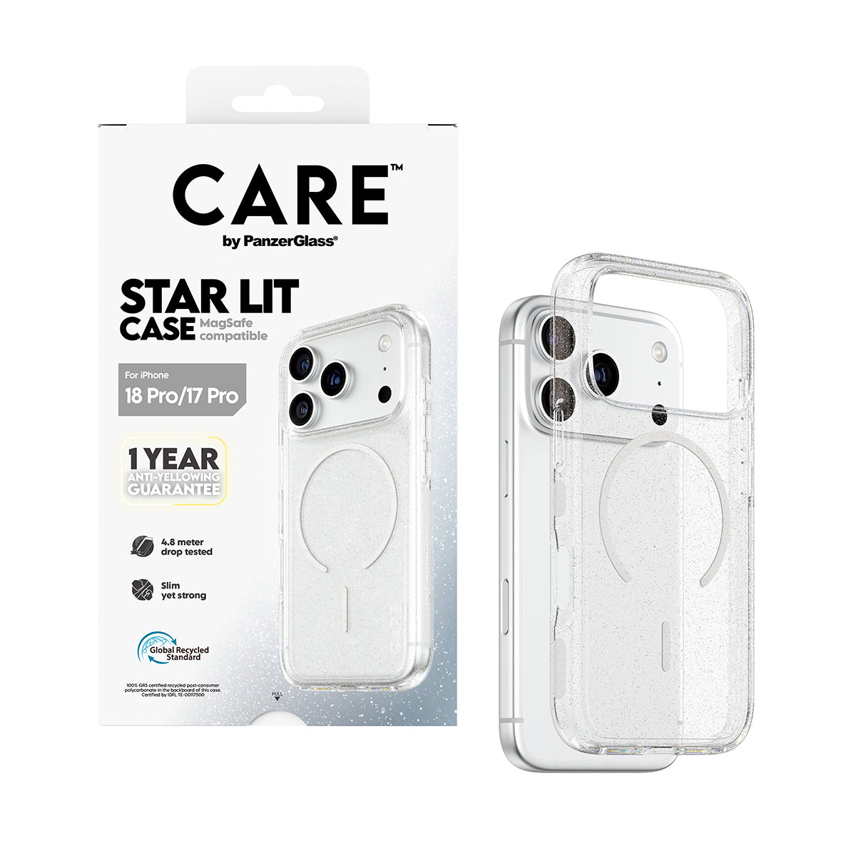 PanzerGlass CARE Backcover – für Apple iPhone 18 Pro/17 Pro, TPU, Star Lit, bis 4,8 m sturzsicher