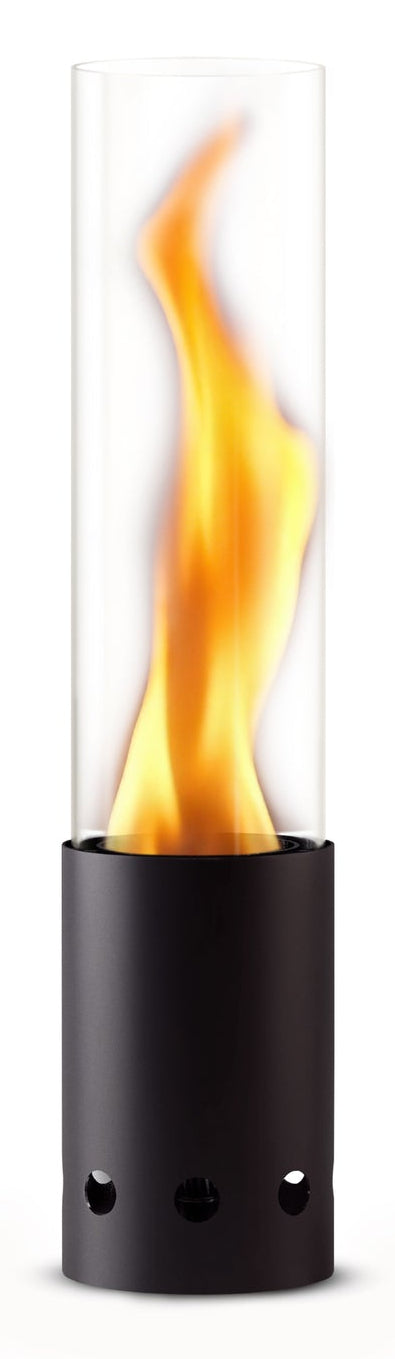 Gardenflare Tischfeuer – Ø 20 × 50,1 cm – Borosilikatglas & Edelstahl, schwarz