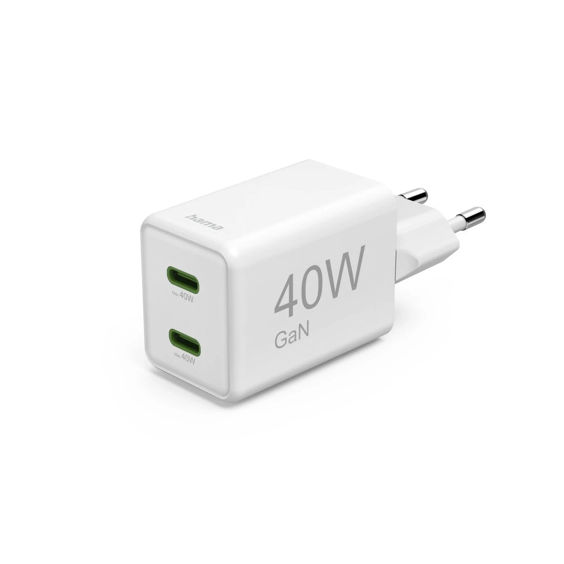Hama 00125146 USB-Ladegerät 40 W – USB-C×2 – PD, QC 3.0, GaN – für Smartphones, Tablets u. a. – Weiss